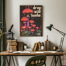 Psychedelic Anti-War Red Mushrooms Artistic Pop Culture Poster PosterGoat