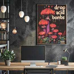 Psychedelic Anti-War Red Mushrooms Artistic Pop Culture Poster PosterGoat