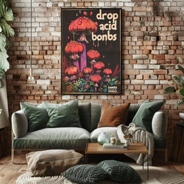 Psychedelic Anti-War Red Mushrooms Artistic Pop Culture Poster PosterGoat