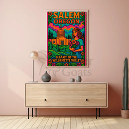 Psychedelic Vibrant Salem Oregon Travel Poster PosterGoat