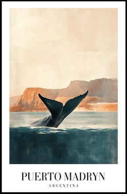 Puerto Madryn Whale Coastal Travel Poster PosterGoat