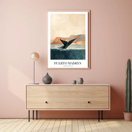 Puerto Madryn Whale Coastal Travel Poster PosterGoat