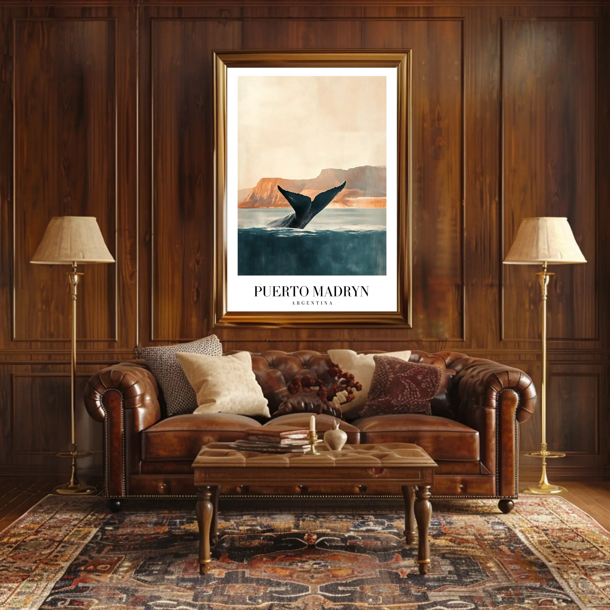 Puerto Madryn Whale Coastal Travel Poster PosterGoat