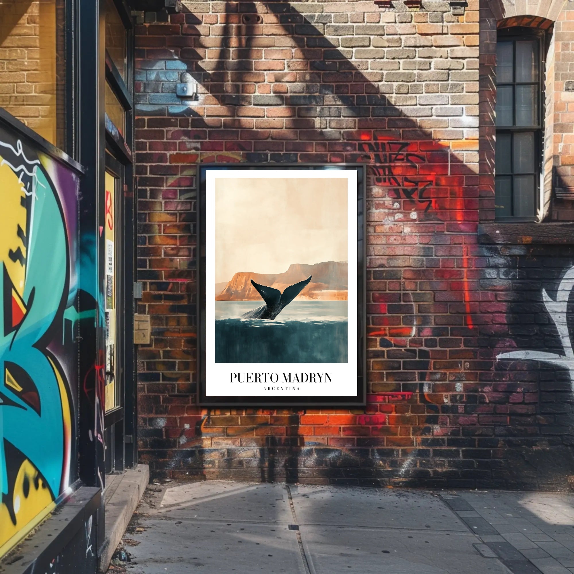 Puerto Madryn Whale Coastal Travel Poster PosterGoat