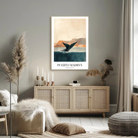 Puerto Madryn Whale Coastal Travel Poster PosterGoat