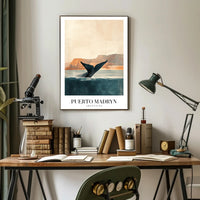 Puerto Madryn Whale Coastal Travel Poster PosterGoat