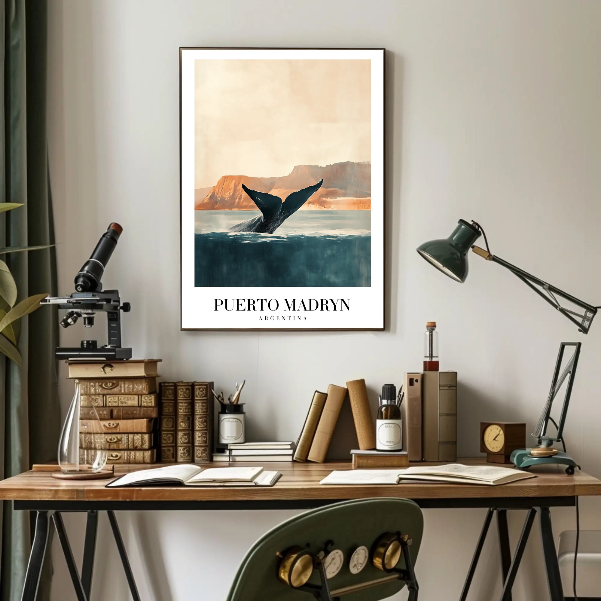 Puerto Madryn Whale Coastal Travel Poster PosterGoat