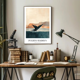 Puerto Madryn Whale Coastal Travel Poster PosterGoat