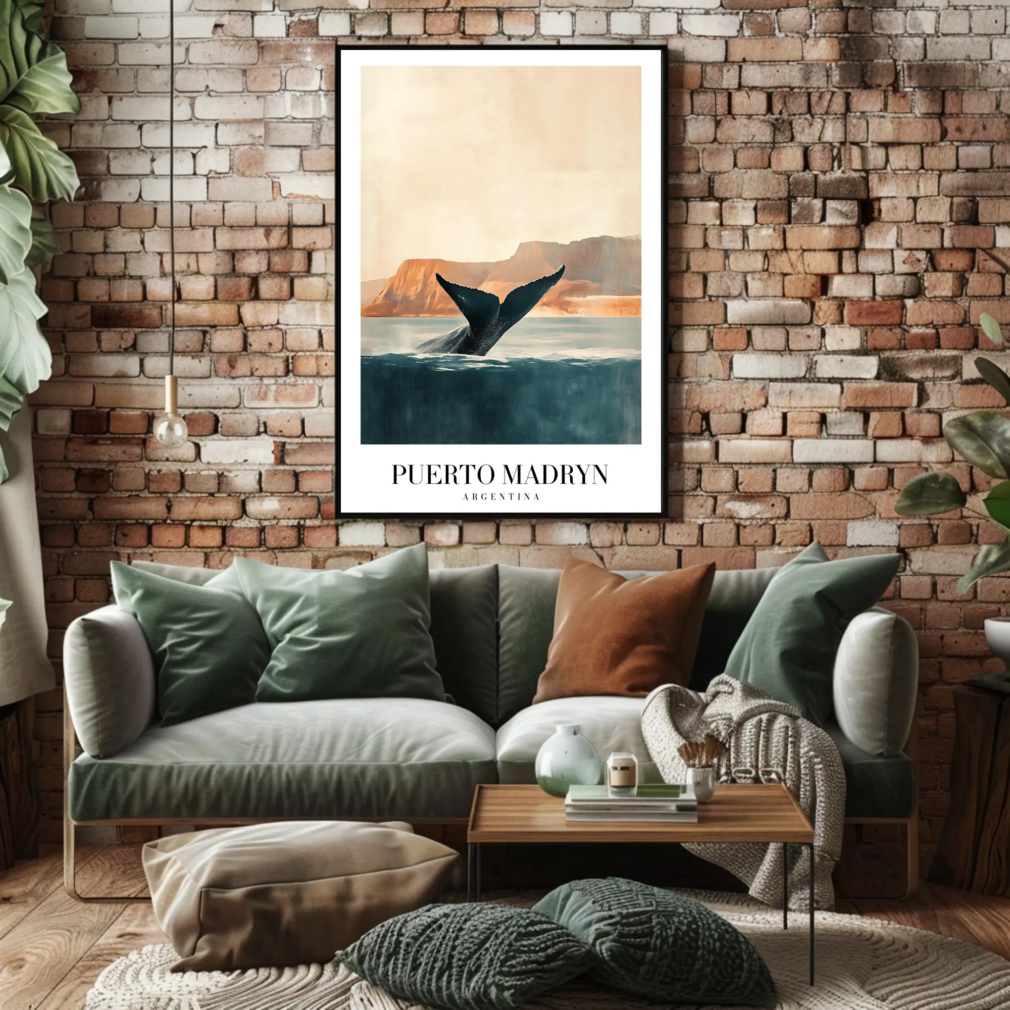Puerto Madryn Whale Coastal Travel Poster PosterGoat