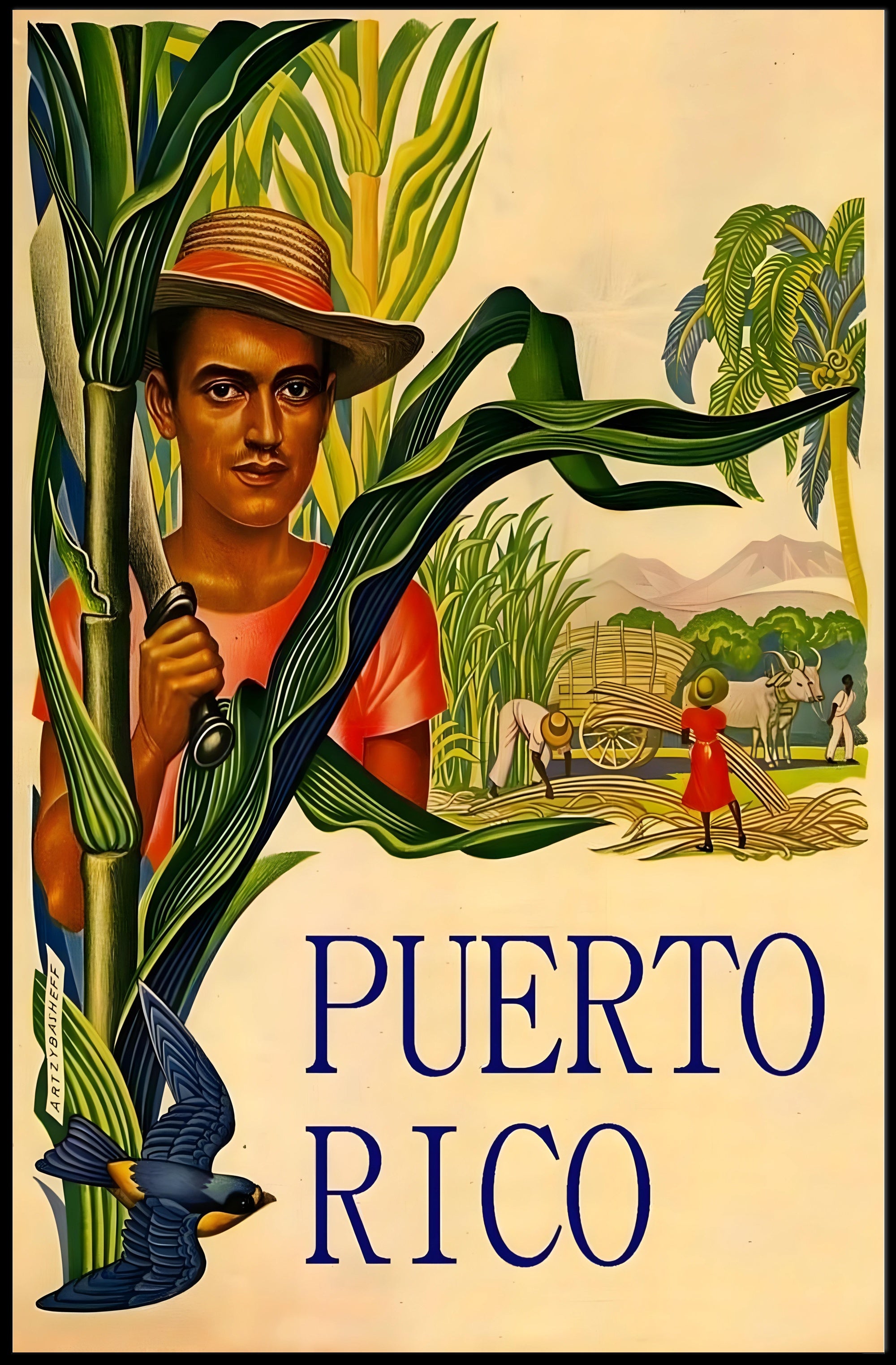 Puerto Rico Agricultural Heritage Vintage Cultural or Heritage Poster PosterGoat