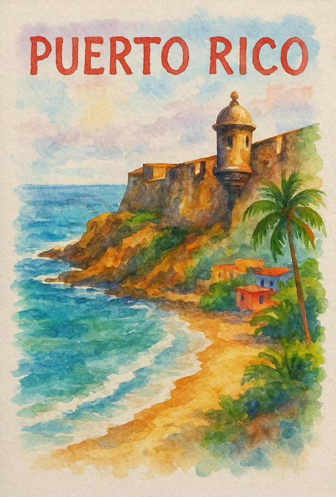 Puerto Rico Coastal Scene Travel Poster PosterGoat