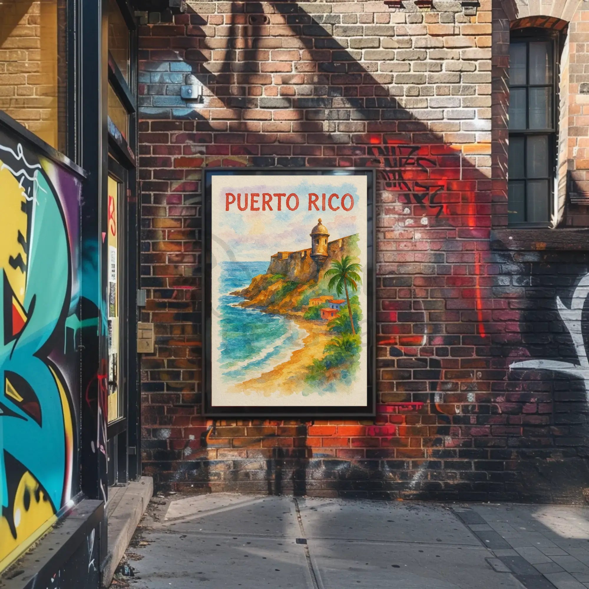 Puerto Rico Coastal Scene Travel Poster PosterGoat