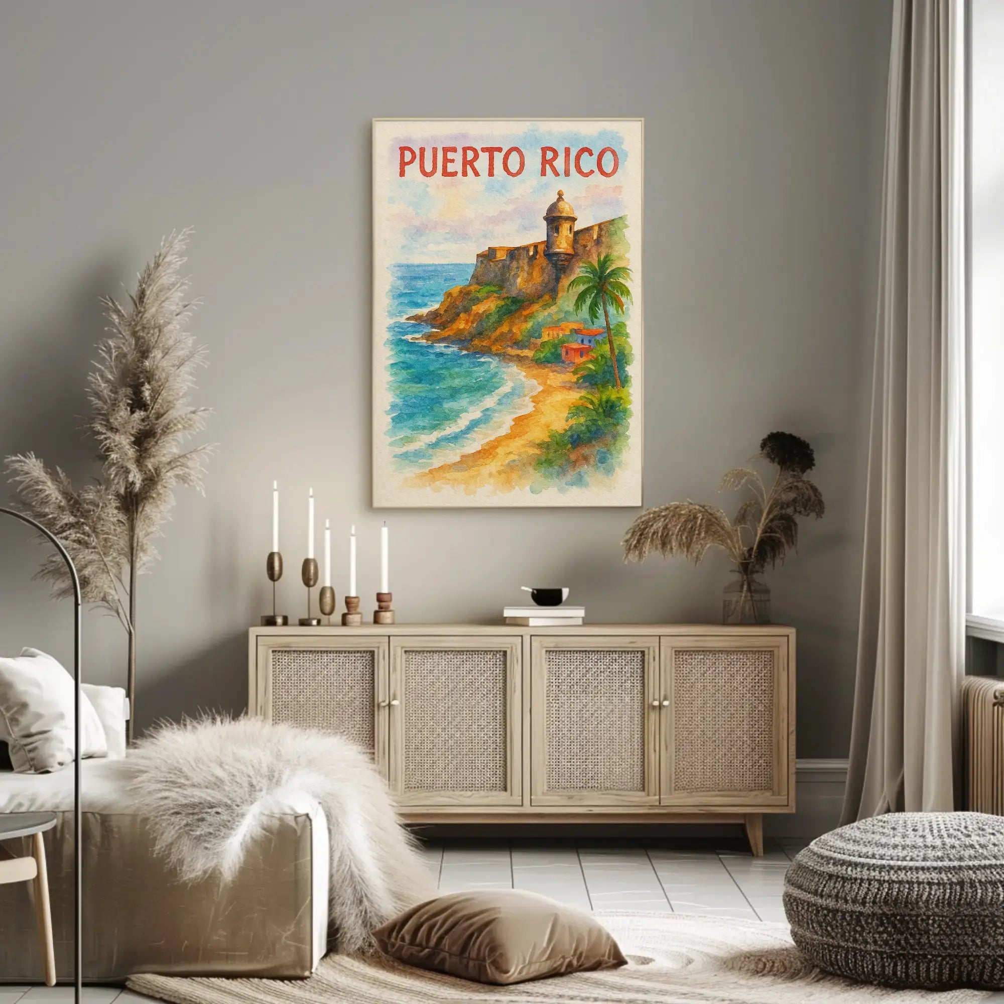 Puerto Rico Coastal Scene Travel Poster PosterGoat