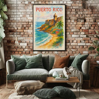 Puerto Rico Coastal Scene Travel Poster PosterGoat