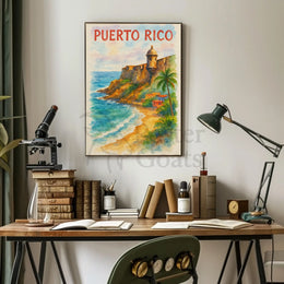 Puerto Rico Coastal Scene Travel Poster PosterGoat