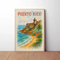 Puerto Rico Coastal Scene Travel Poster PosterGoat