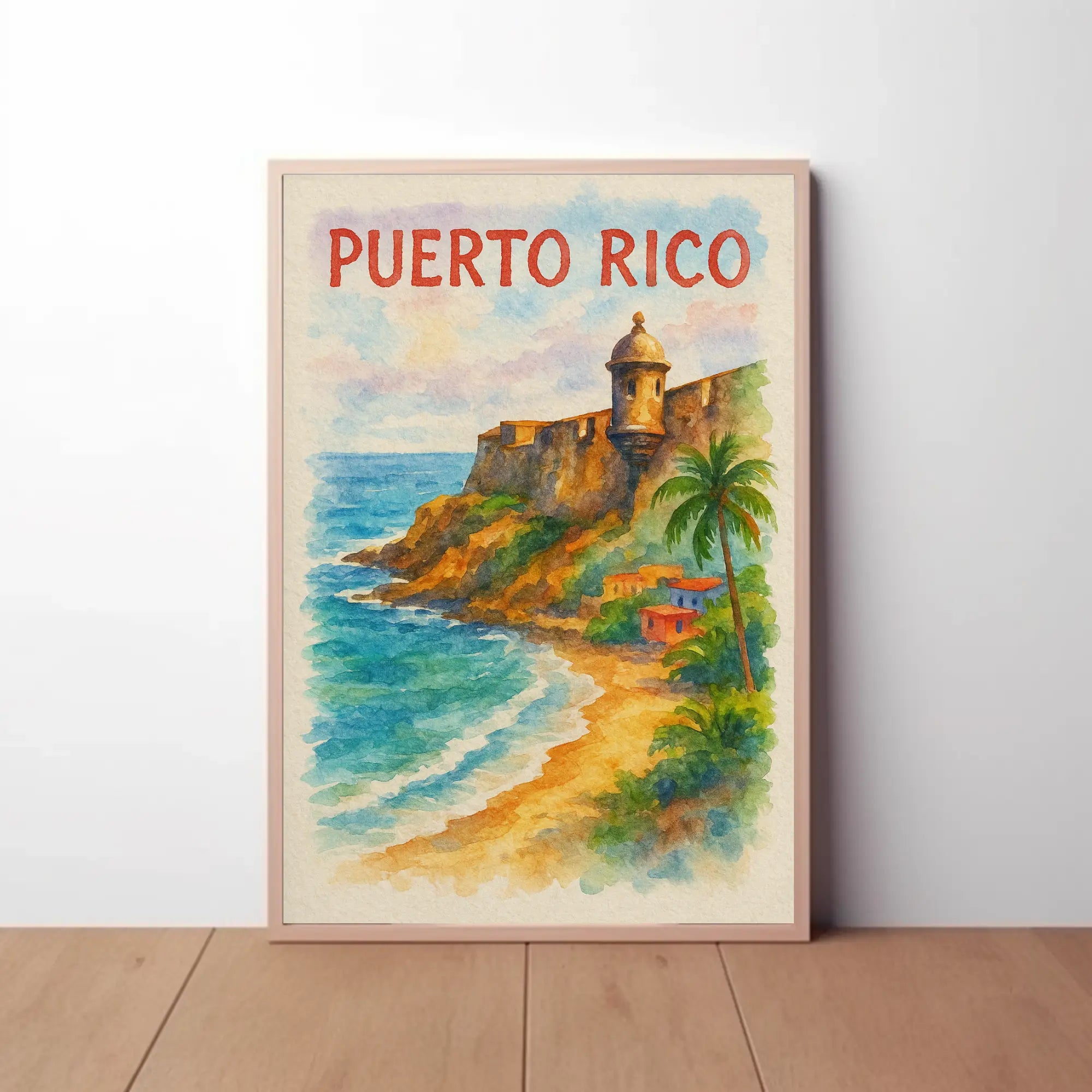 Puerto Rico Coastal Scene Travel Poster PosterGoat