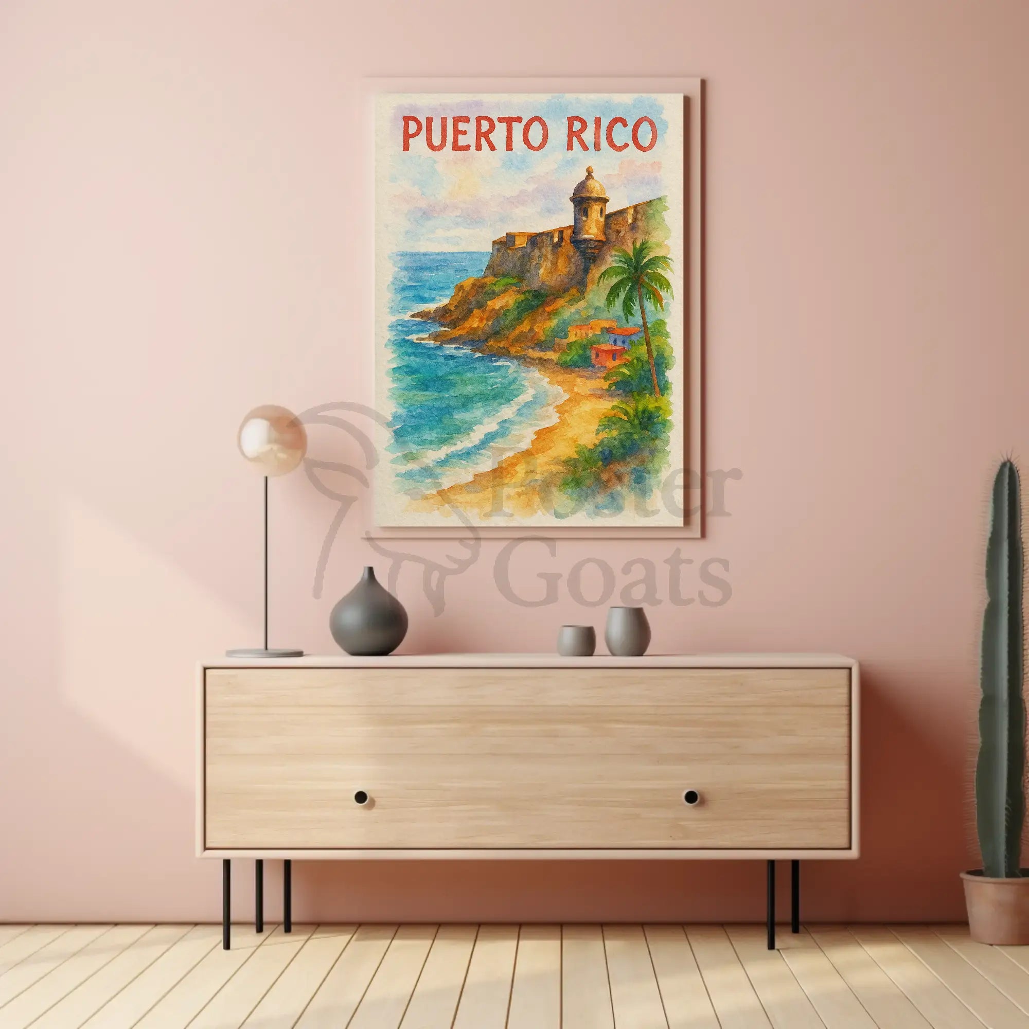 Puerto Rico Coastal Scene Travel Poster PosterGoat