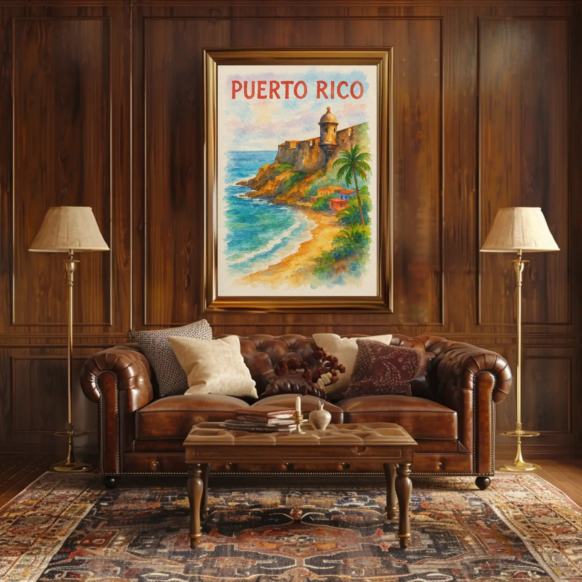 Puerto Rico Coastal Scene Travel Poster PosterGoat