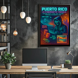 Puerto Rico Cybernetic Mosaic Poster Art Print PosterGoat
