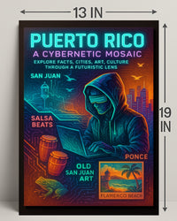 Puerto Rico Cybernetic Mosaic Poster Art Print PosterGoat