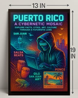 Puerto Rico Cybernetic Mosaic Poster Art Print PosterGoat