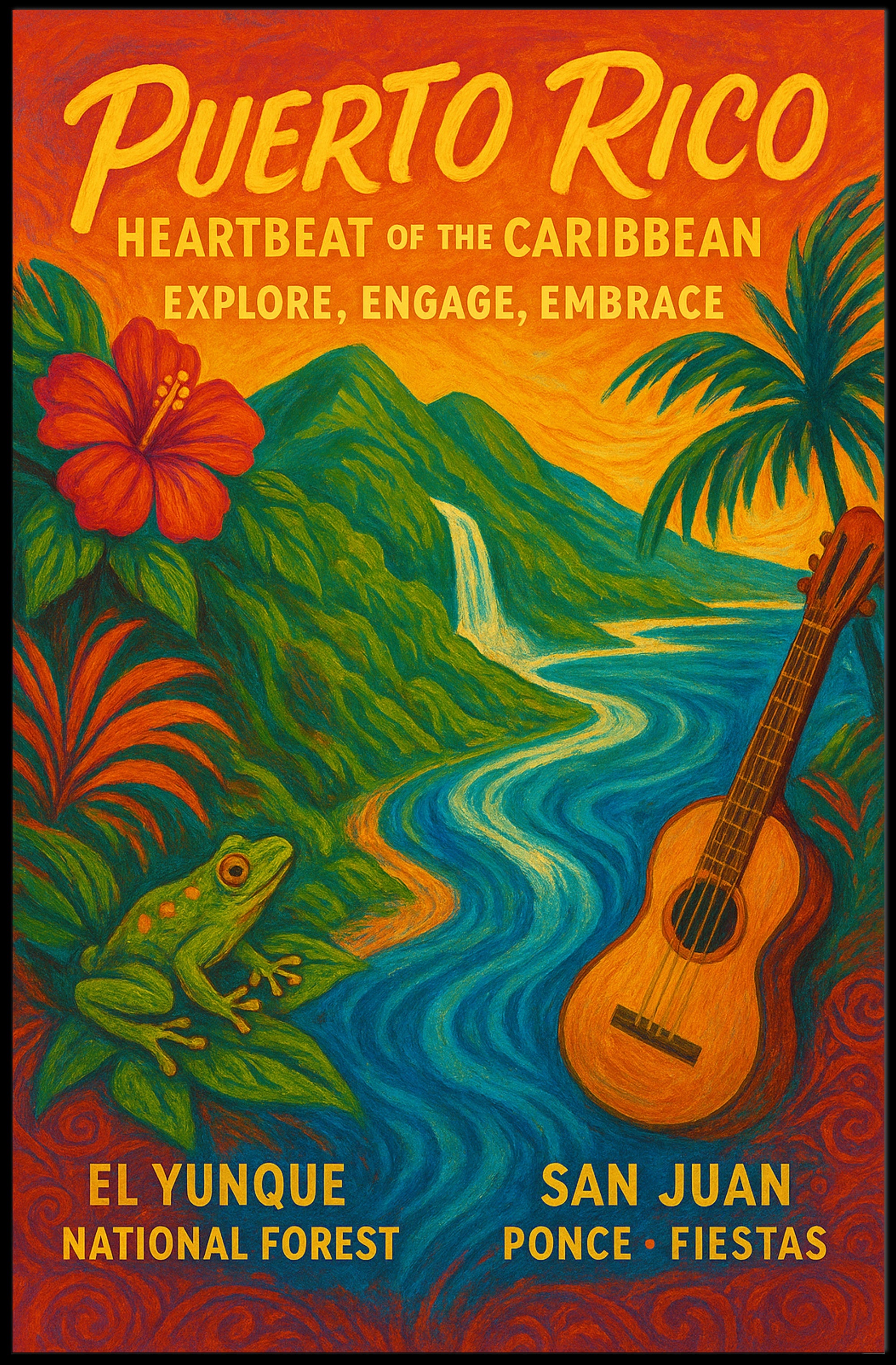Puerto Rico Heartbeat of the Caribbean Poster PosterGoat