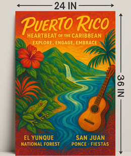 Puerto Rico Heartbeat of the Caribbean Poster PosterGoat