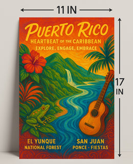 Puerto Rico Heartbeat of the Caribbean Poster PosterGoat