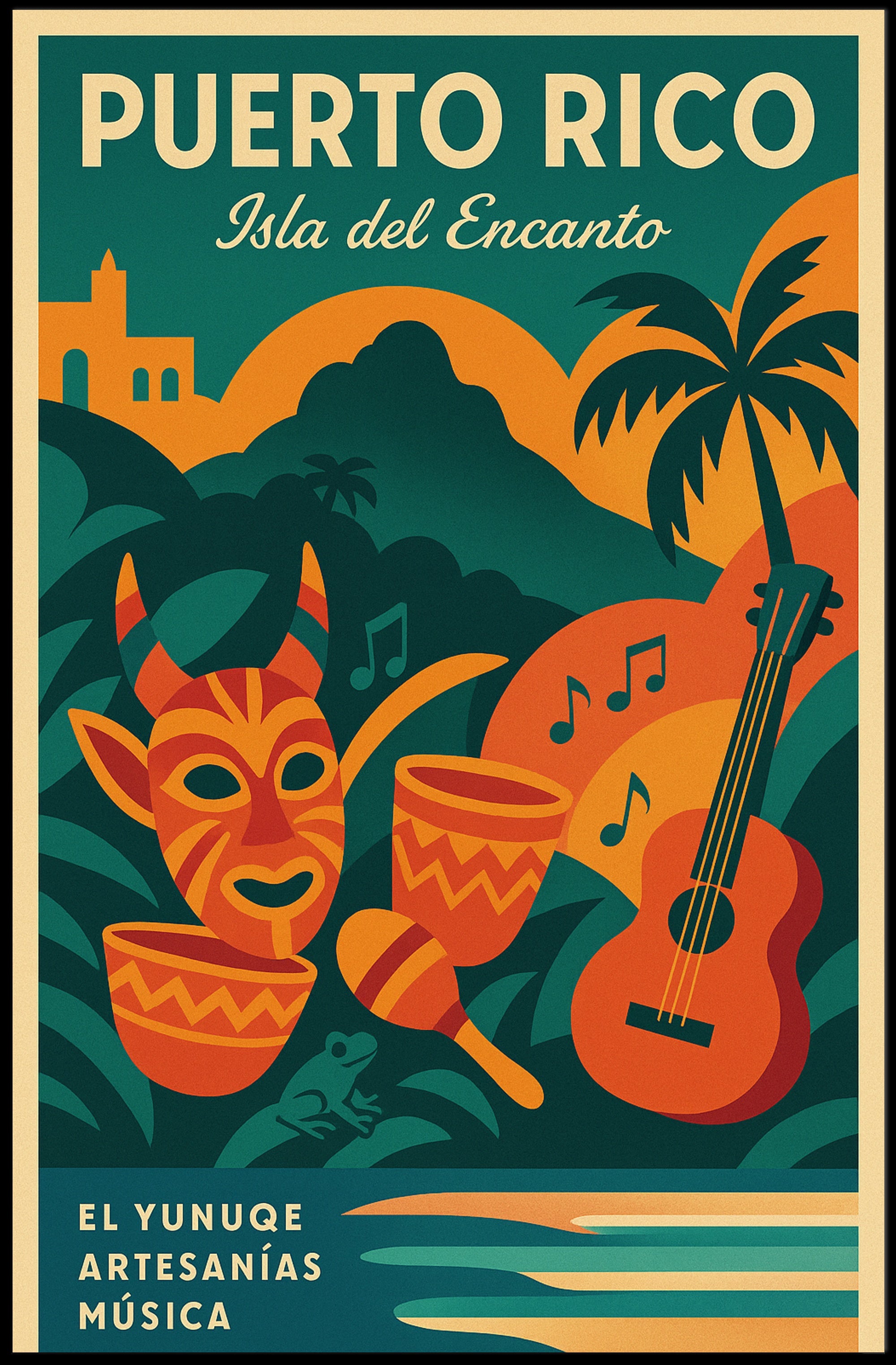 Puerto Rico Isla del Encanto Poster PosterGoat