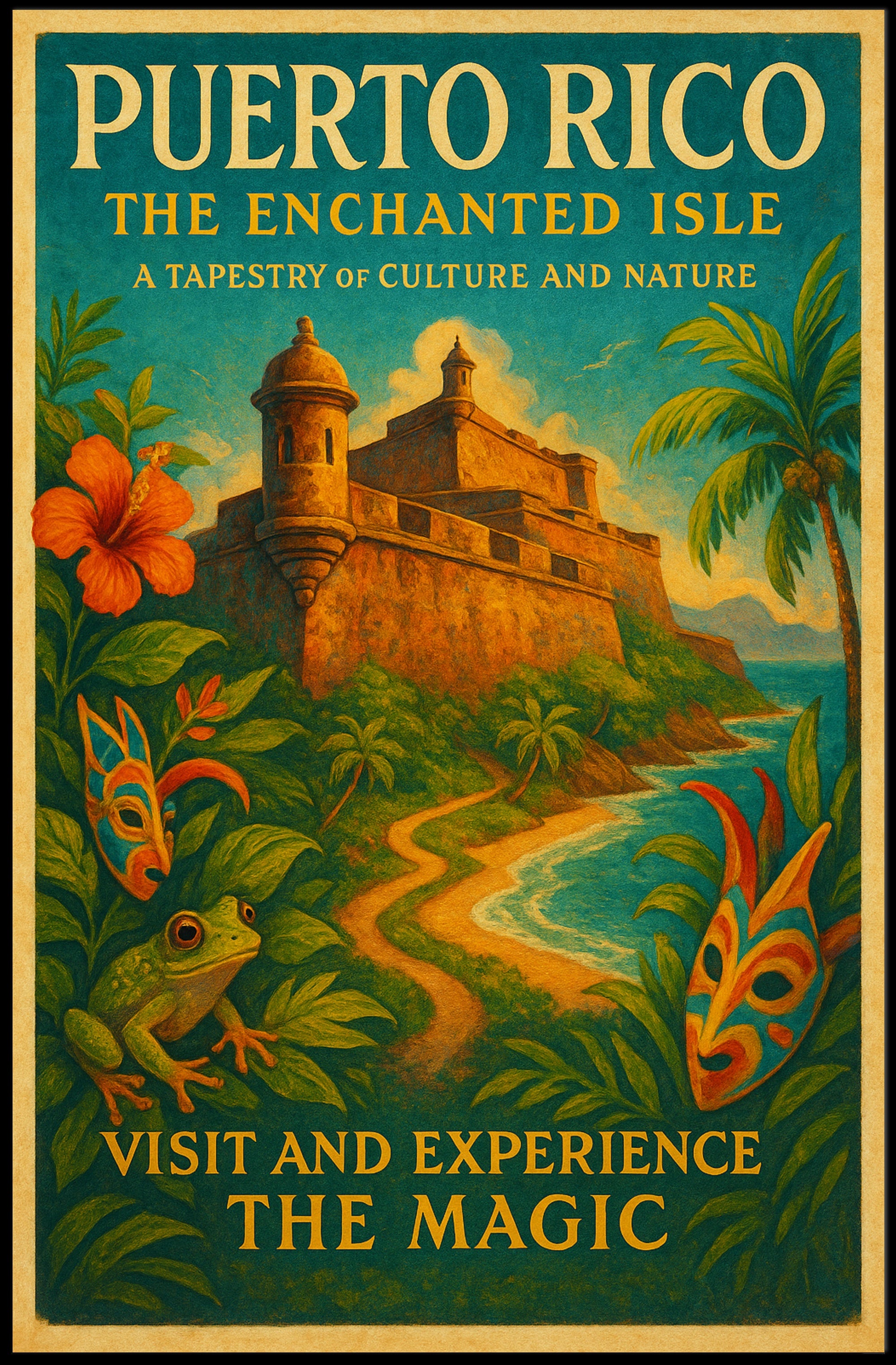 Puerto Rico The Enchanted Isle Poster Art PosterGoat