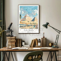 Pyramids of Giza Travel Poster with Contemporary Cairo Scene PosterGoat