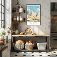 Pyramids of Giza Travel Poster with Contemporary Cairo Scene PosterGoat