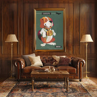 Qantas Europe Travel Poster with Mid-Century St. Bernard Design PosterGoat
