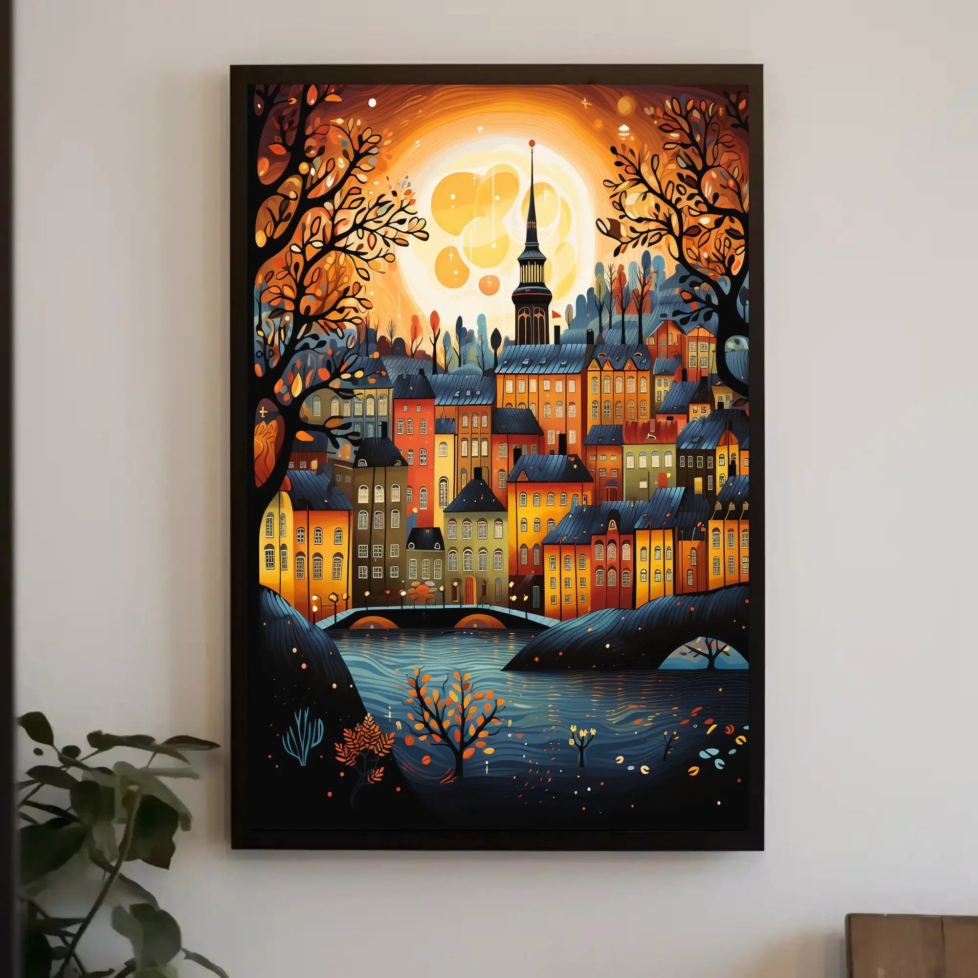 Quaint European Townscape Fairytale Art Print - Artistic Poster PosterGoat