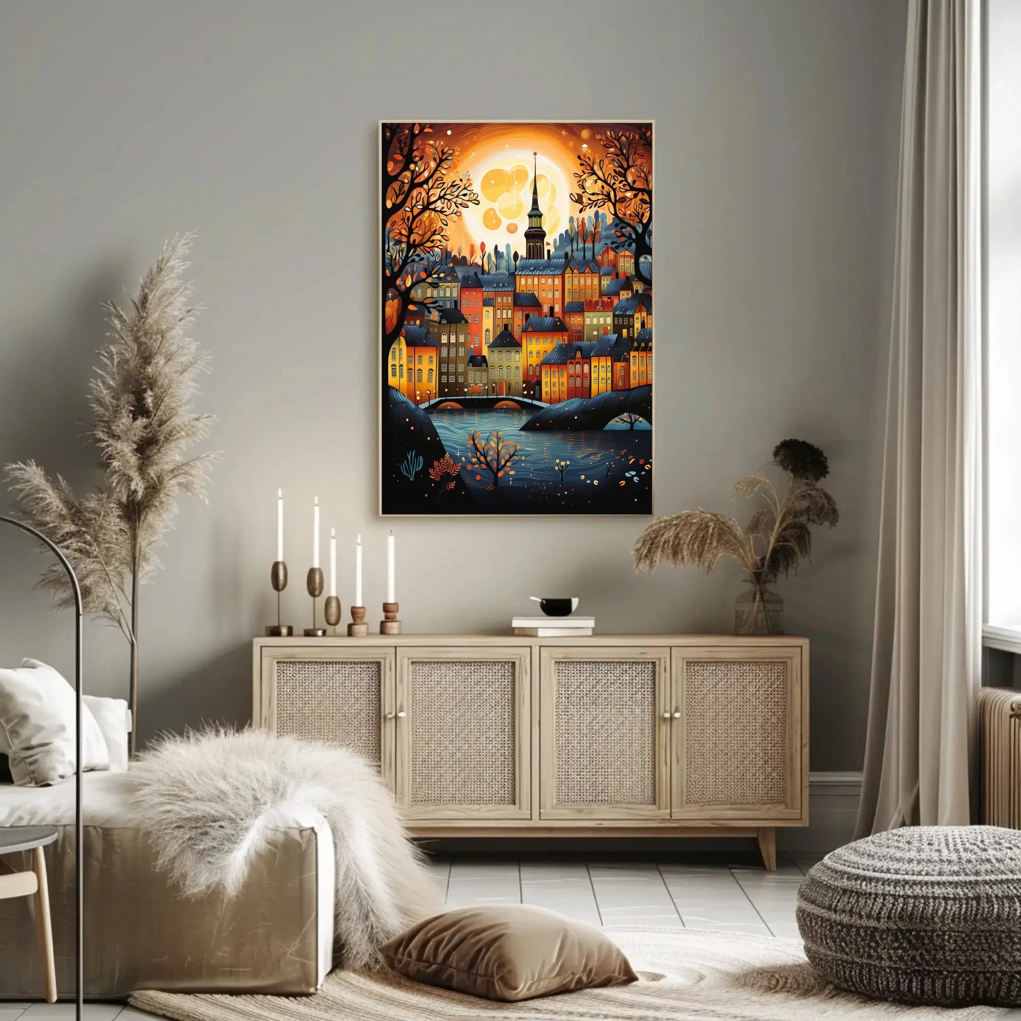Quaint European Townscape Fairytale Art Print - Artistic Poster PosterGoat