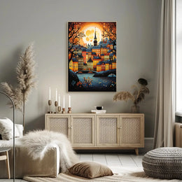 Quaint European Townscape Fairytale Art Print - Artistic Poster PosterGoat