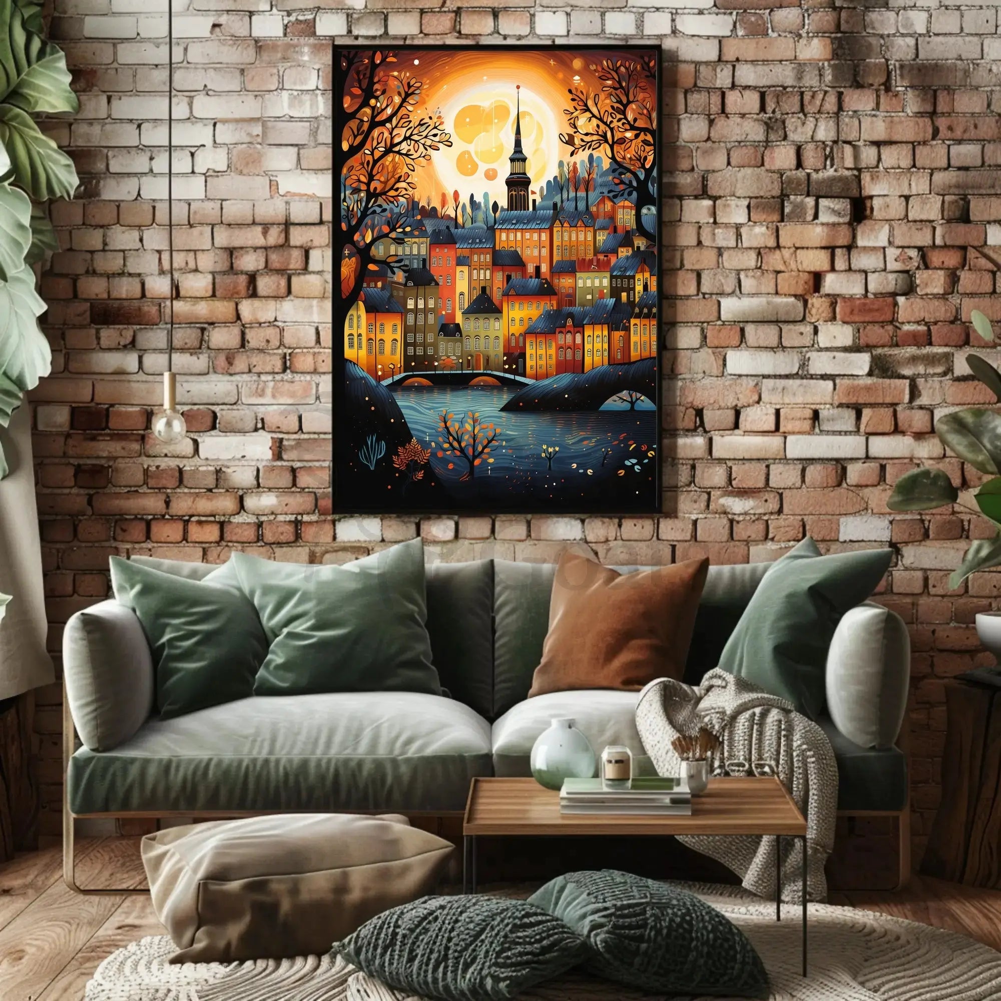 Quaint European Townscape Fairytale Art Print - Artistic Poster PosterGoat