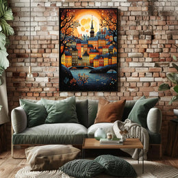 Quaint European Townscape Fairytale Art Print - Artistic Poster PosterGoat