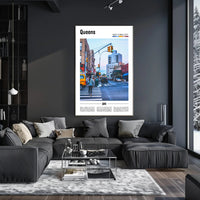 Queens Urban Street Scene: Vibrant City Life Travel Poster PosterGoat
