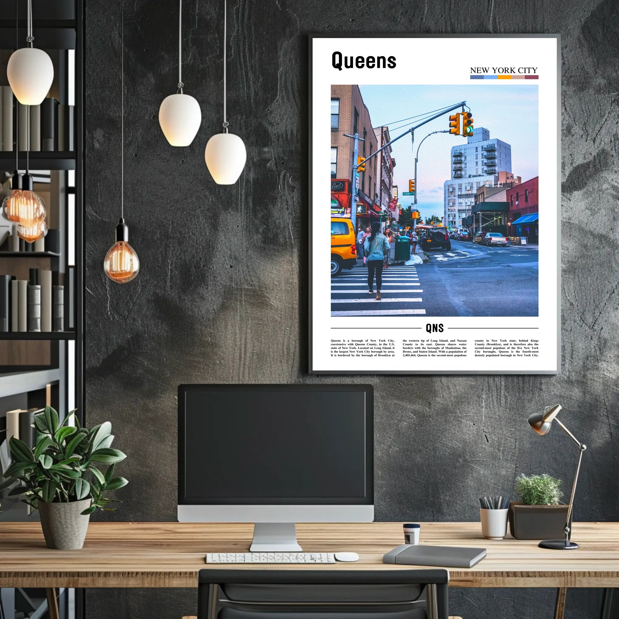Queens Urban Street Scene: Vibrant City Life Travel Poster PosterGoat