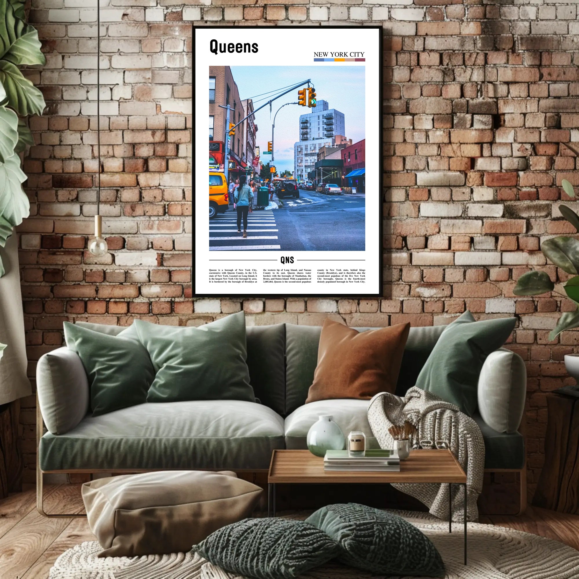 Queens Urban Street Scene: Vibrant City Life Travel Poster PosterGoat