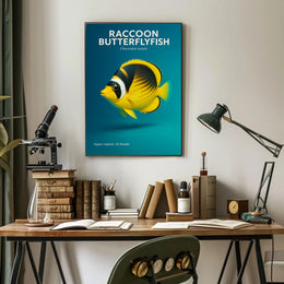 Raccoon Butterflyfish Hyper-realistic 3D Render Poster PosterGoat