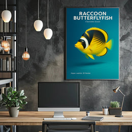 Raccoon Butterflyfish Hyper-realistic 3D Render Poster PosterGoat