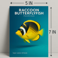 Raccoon Butterflyfish Hyper-realistic 3D Render Poster PosterGoat
