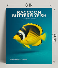 Raccoon Butterflyfish Hyper-realistic 3D Render Poster PosterGoat
