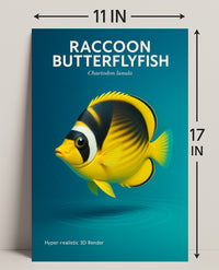 Raccoon Butterflyfish Hyper-realistic 3D Render Poster PosterGoat
