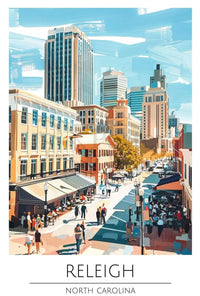 Raleigh Cityscape Art: Vibrant Life Abstract Poster PosterGoat