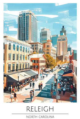 Raleigh Cityscape Art: Vibrant Life Abstract Poster PosterGoat