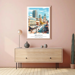 Raleigh Cityscape Art: Vibrant Life Abstract Poster PosterGoat